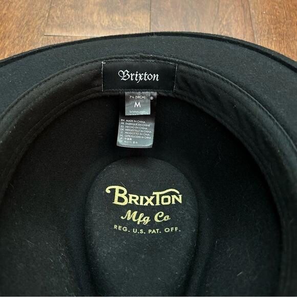 Brixton “Messer” Fedora Hat in Black 100% Wool, Unisex, Size M, 7 1/4 (58cm)